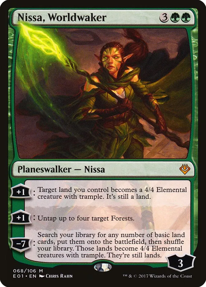 2017 Archenemy: Nicol Bolas Nissa, Worldwaker mythic #68 mythic card image