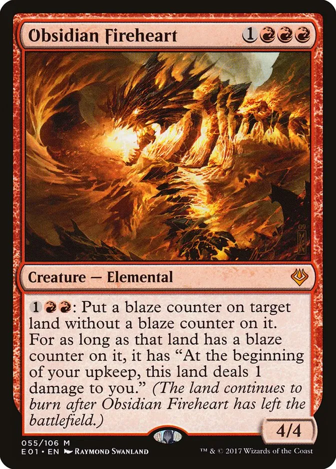 2017 Archenemy: Nicol Bolas Obsidian Fireheart mythic #55 mythic card image