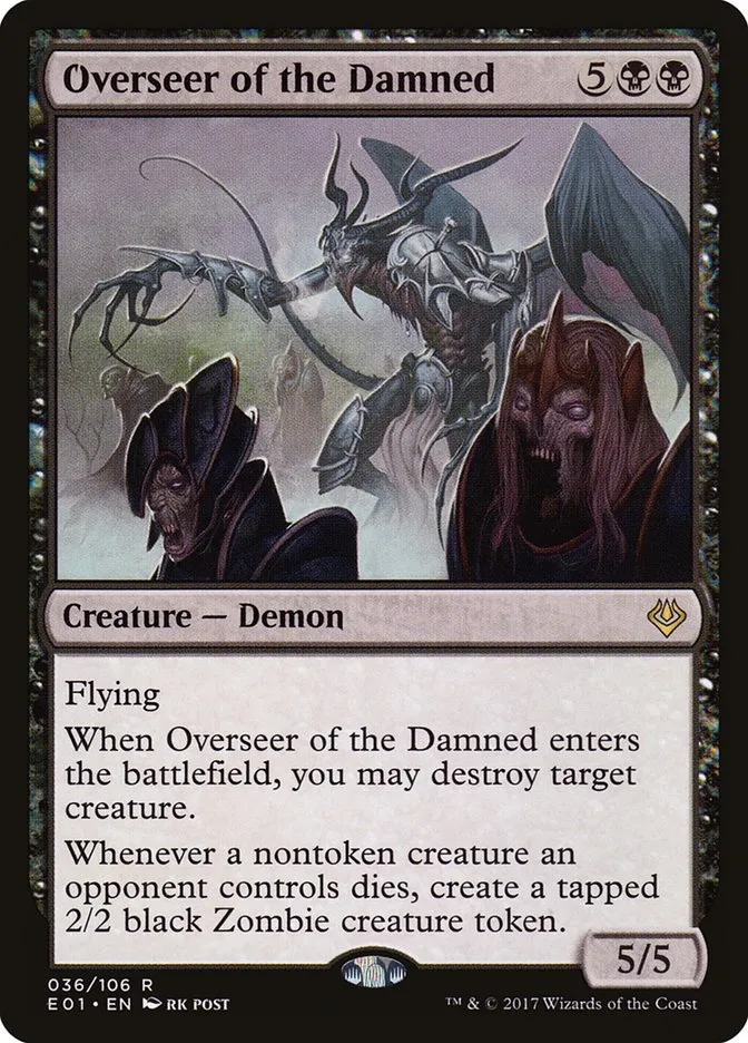 2017 Archenemy: Nicol Bolas Overseer of the Damned rare #36 rare card image