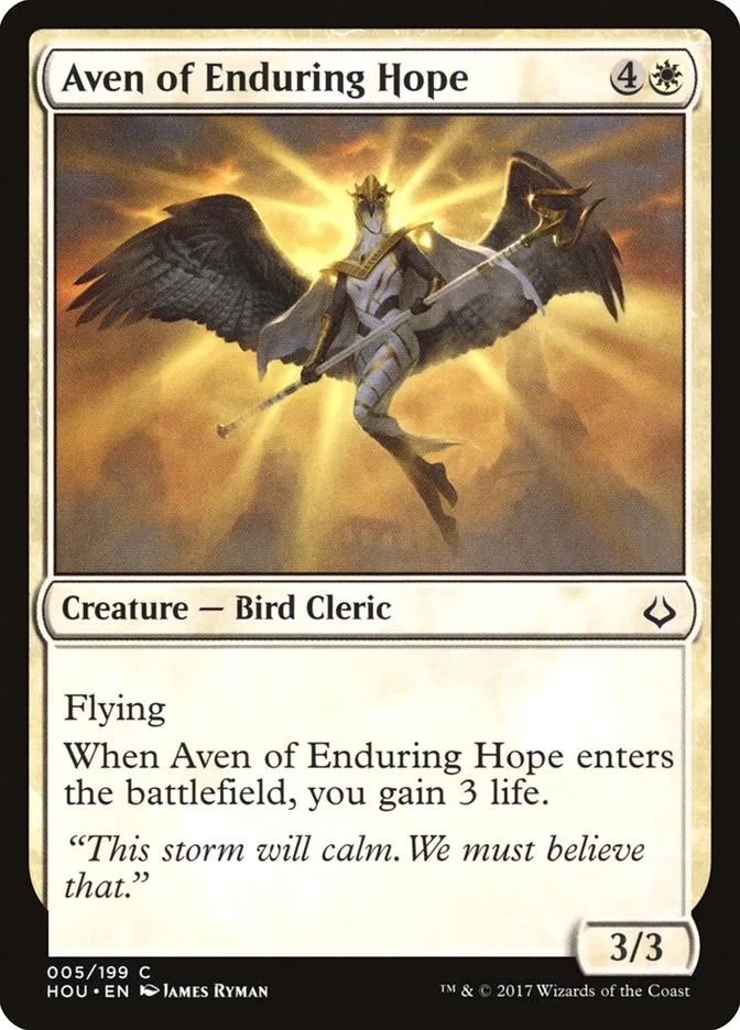 2017 Hour of Devastation Aven of Enduring Hope common #5 common card image