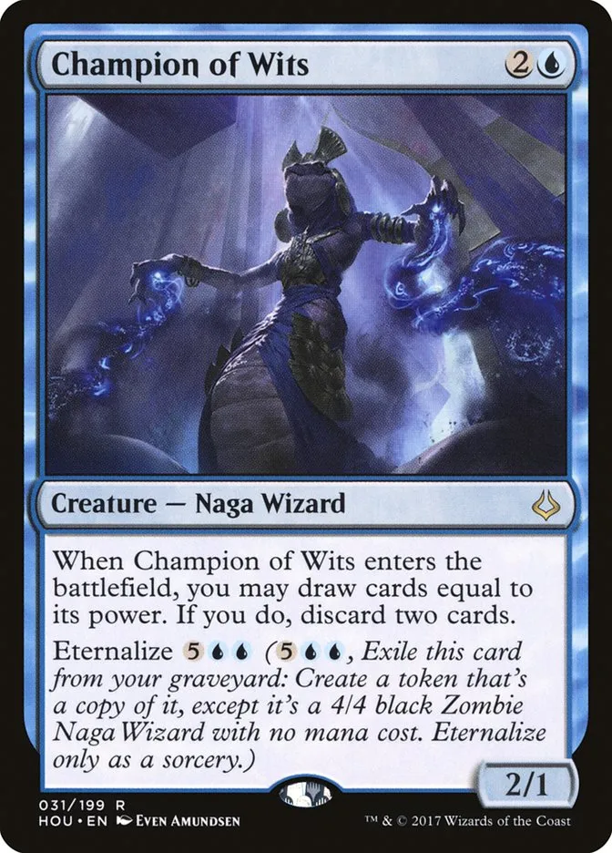 2017 Hour of Devastation Champion of Wits rare #31 rare card image