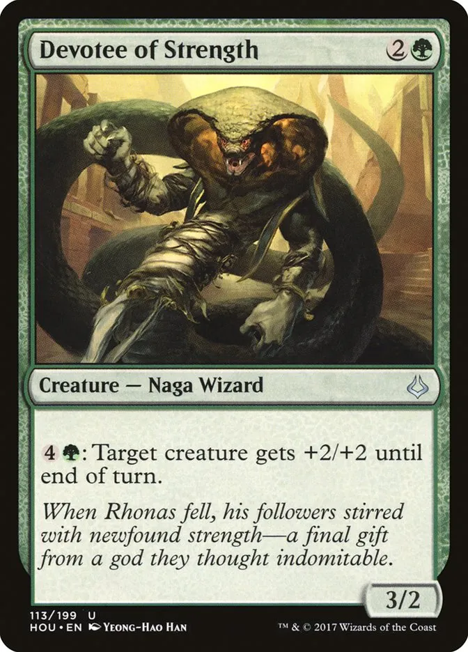 2017 Hour of Devastation Devotee of Strength #113 uncommon card image