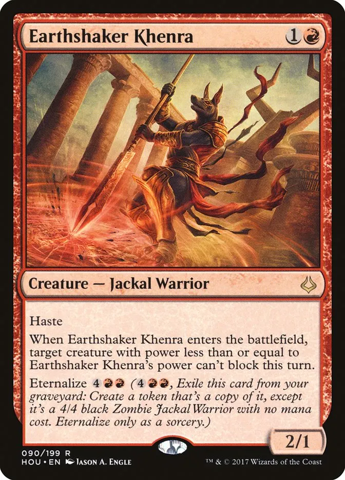 2017 Hour of Devastation Earthshaker Khenra #90 rare card image