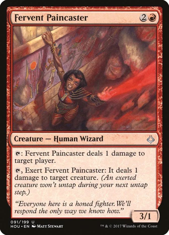 2017 Hour of Devastation Fervent Paincaster #91 uncommon card image