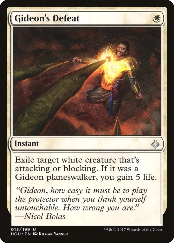 2017 Hour of Devastation Gideon's Defeat uncommon #13 uncommon card image