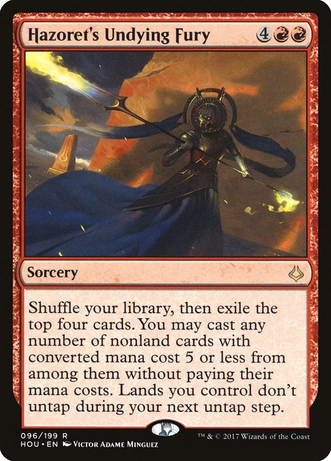 2017 Hour of Devastation Hazoret's Undying Fury #96 rare card image