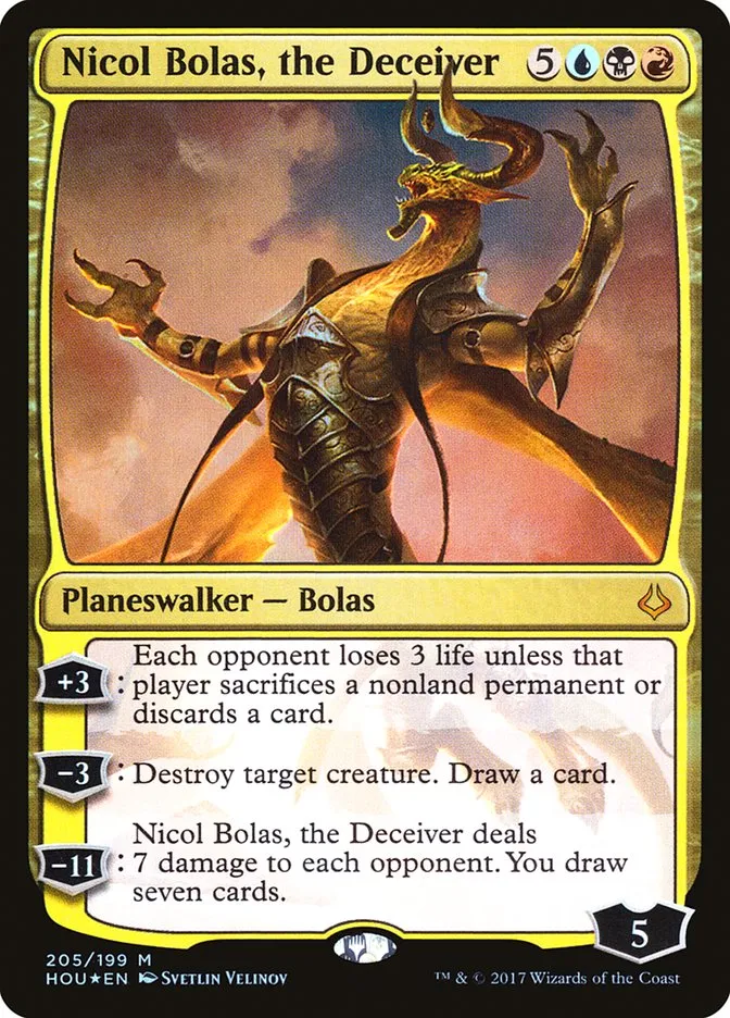 2017 Hour of Devastation Nicol Bolas, the Deceiver #205 mythic card image