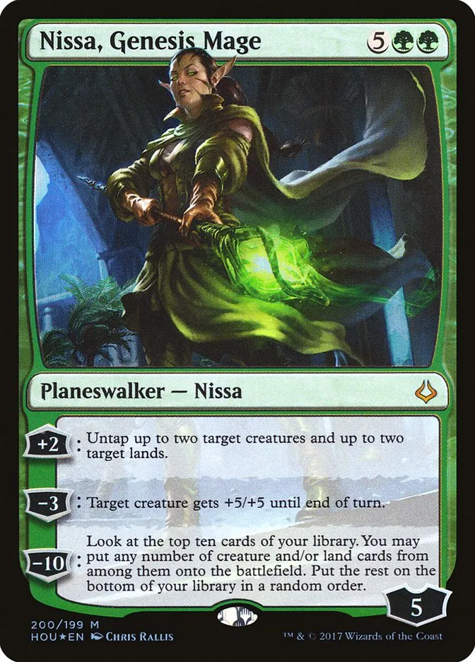 2017 Hour of Devastation Nissa, Genesis Mage #200 mythic card image