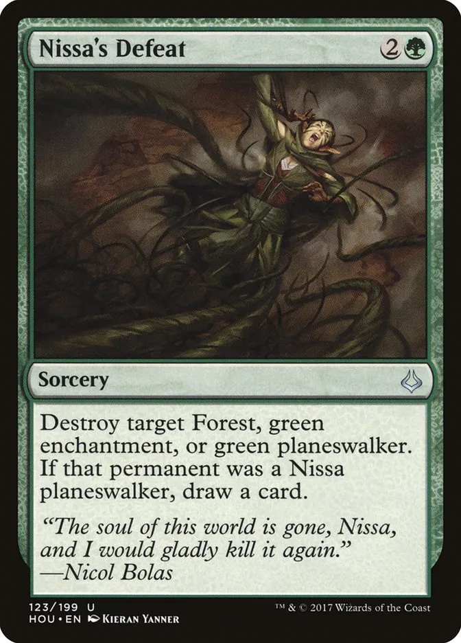 2017 Hour of Devastation Nissa's Defeat #123 uncommon card image