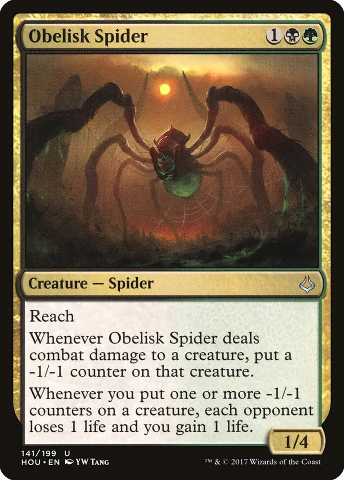 2017 Hour of Devastation Obelisk Spider #141 uncommon card image