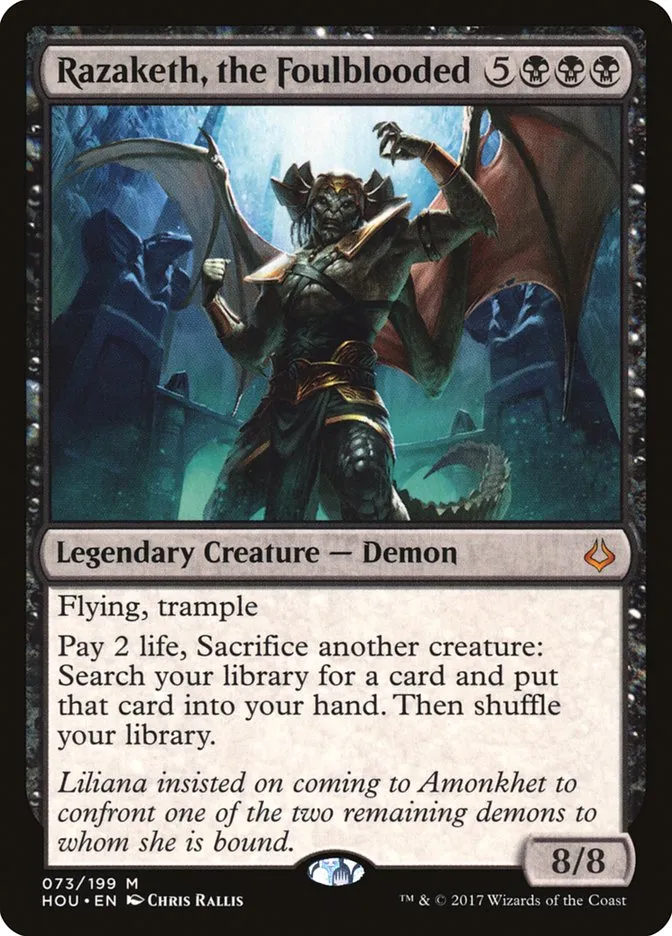 2017 Hour of Devastation Razaketh, the Foulblooded #73 mythic card image
