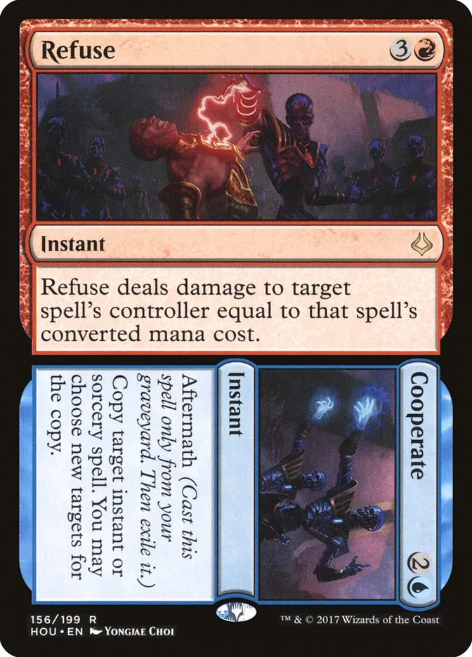 2017 Hour of Devastation Refuse // Cooperate rare #156 rare card image