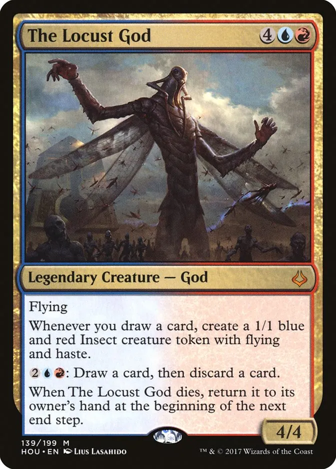2017 Hour of Devastation The Locust God mythic #139 mythic card image