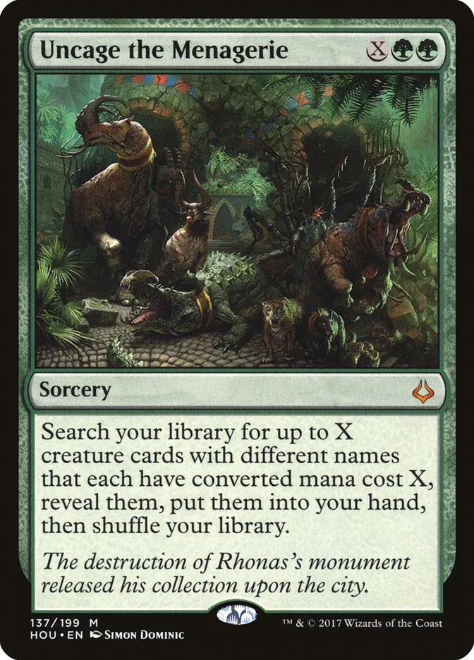 2017 Hour of Devastation Uncage the Menagerie #137 mythic card image