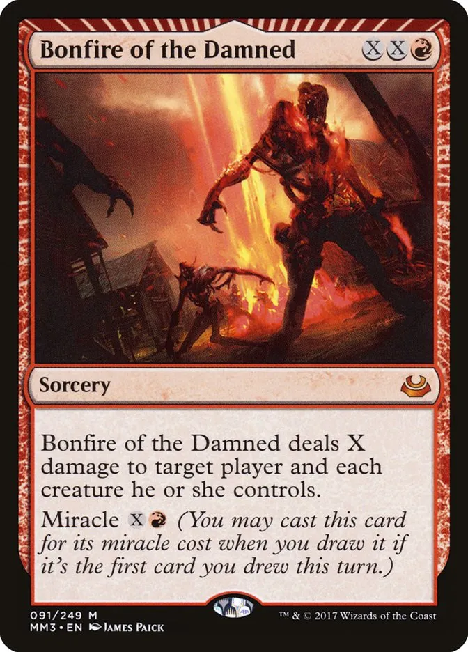 2017 Modern Masters 2017 Bonfire of the Damned #91 mythic card image