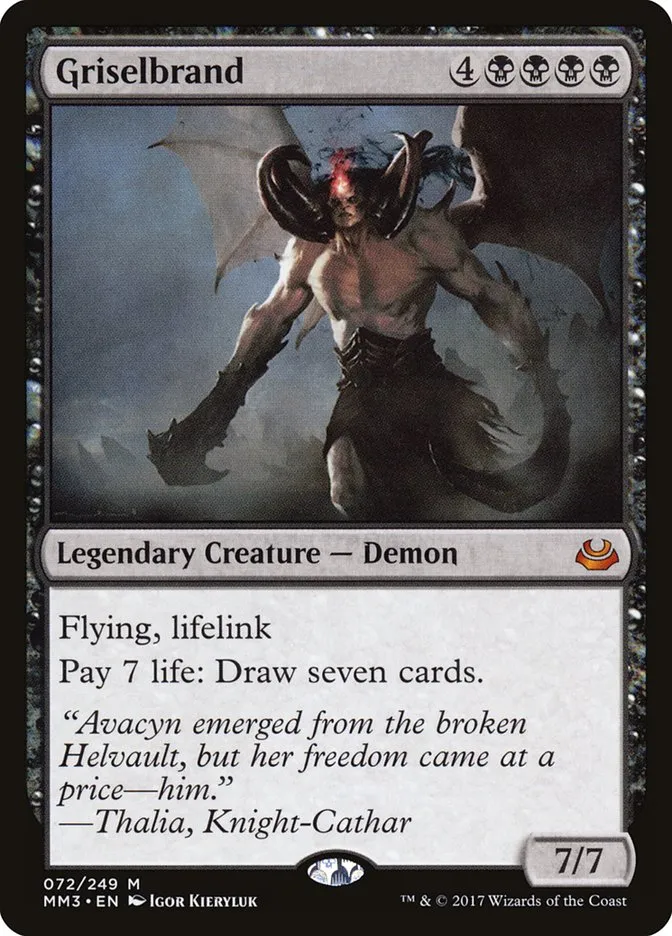 2017 Modern Masters 2017 Griselbrand mythic #72 mythic card image