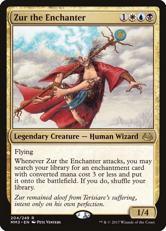2017 Modern Masters 2017 Zur the Enchanter #204 rare card image