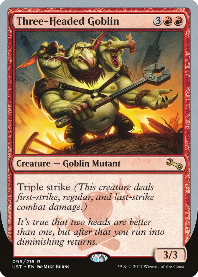 2017 Unstable Three-Headed Goblin rare #99 rare card image