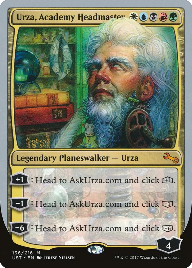 2017 Unstable Urza, Academy Headmaster mythic #136 mythic card image