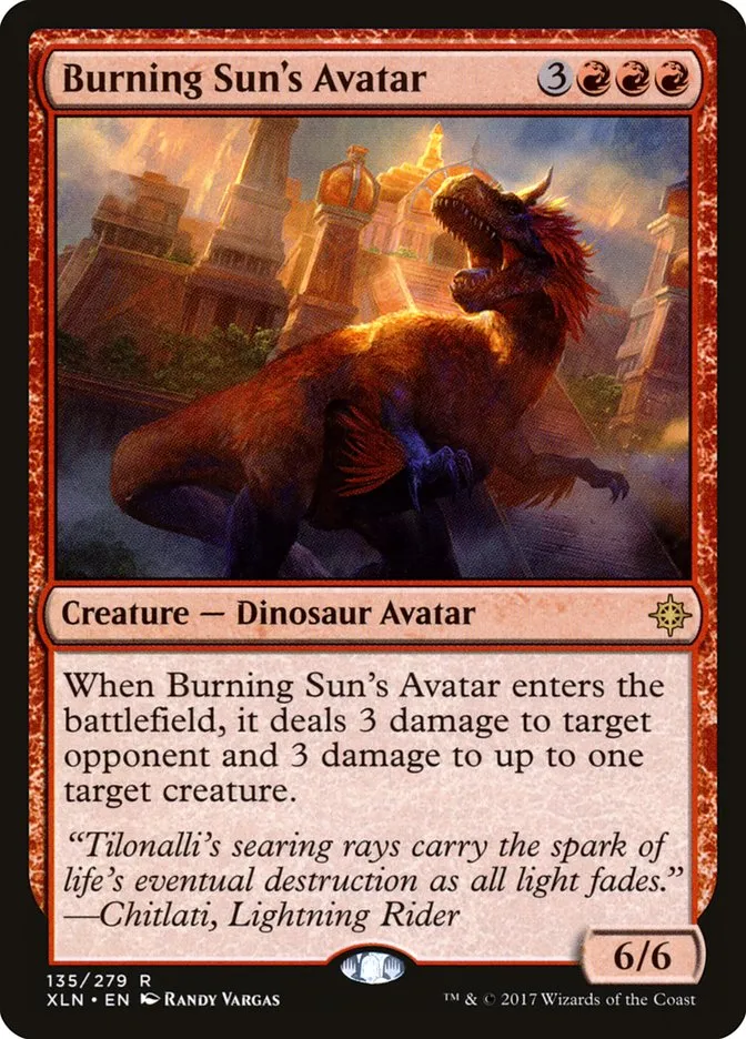 2017 Ixalan Burning Sun's Avatar rare #135 rare card image