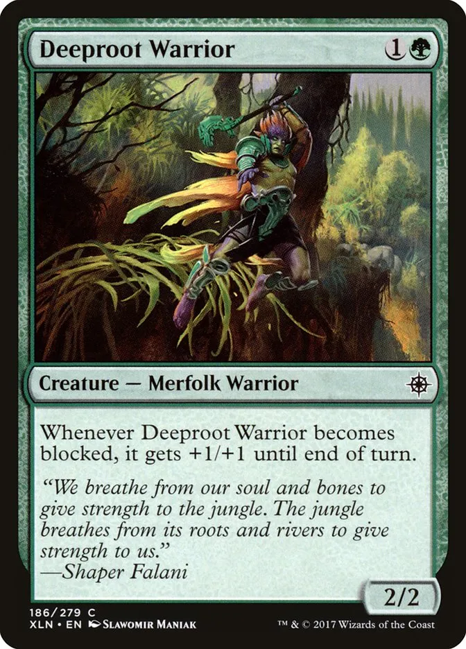 2017 Ixalan Deeproot Warrior common #186 common card image
