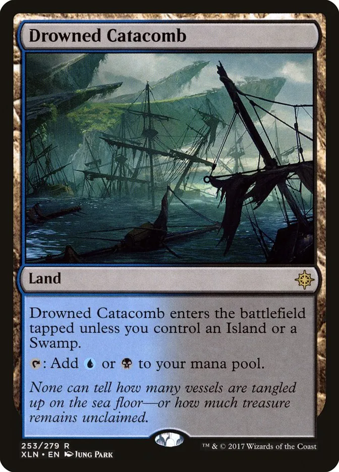 2017 Ixalan Drowned Catacomb #253 rare card image