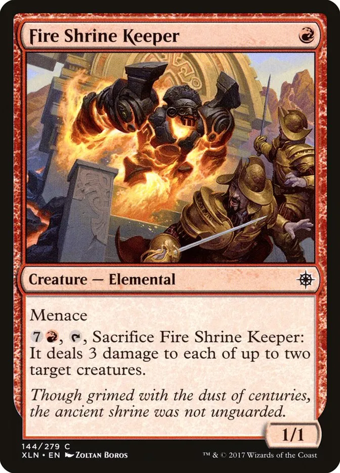 2017 Ixalan Fire Shrine Keeper [Foil] common #144 common card image