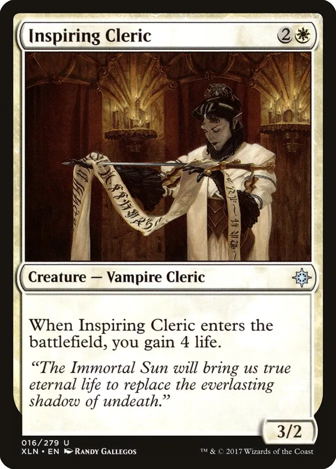 2017 Ixalan Inspiring Cleric uncommon #16 uncommon card image