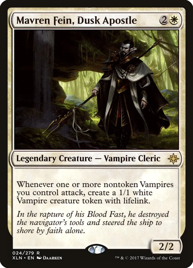 2017 Ixalan Mavren Fein, Dusk Apostle #24 rare card image