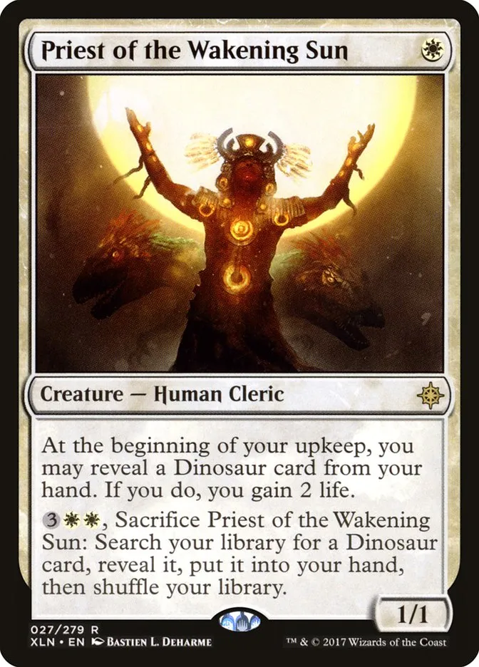 2017 Ixalan Priest of the Wakening Sun #27 rare card image