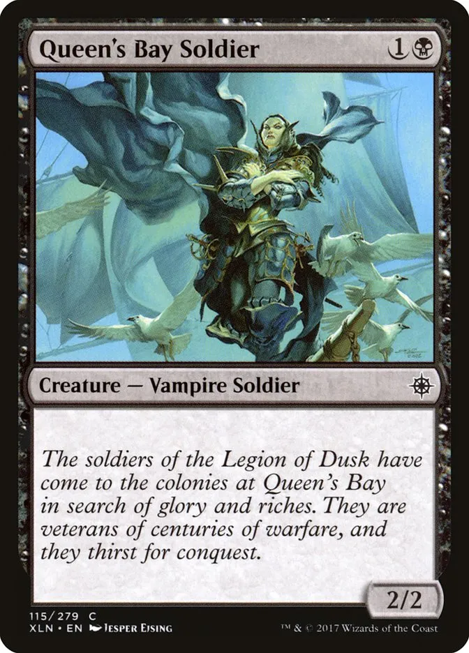 2017 Ixalan Queen's Bay Soldier common #115 common card image
