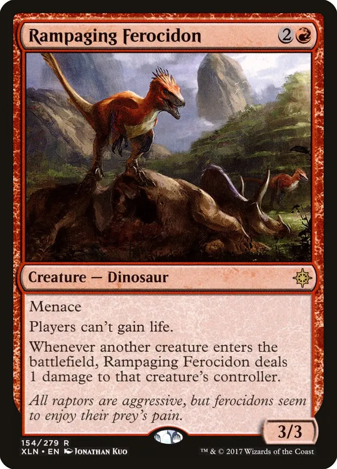 2017 Ixalan Rampaging Ferocidon rare #154 rare card image