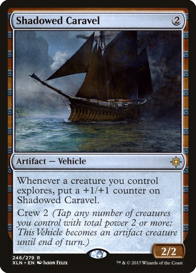 2017 Ixalan Shadowed Caravel rare #246 rare card image