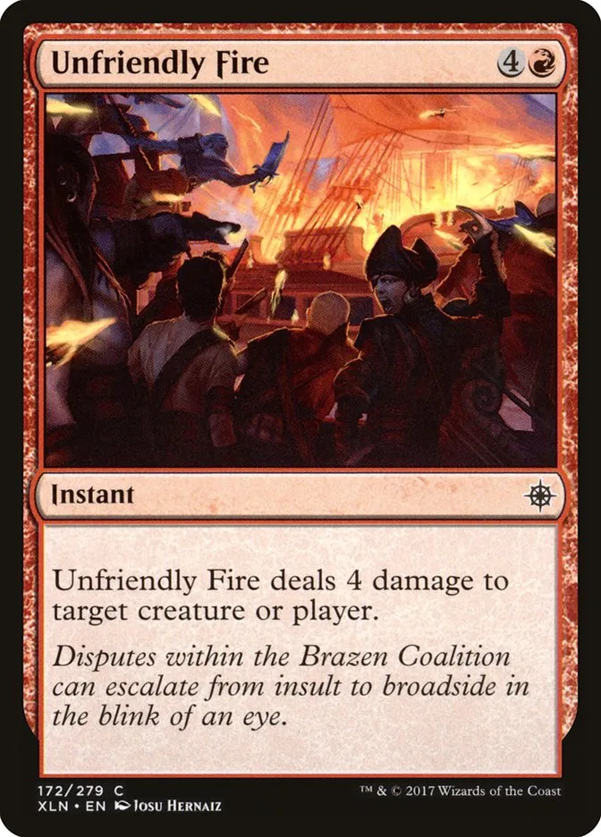 2017 Ixalan Unfriendly Fire common #172 common card image