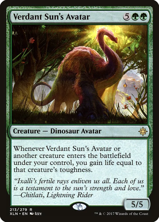 2017 Ixalan Verdant Sun's Avatar #213 rare card image