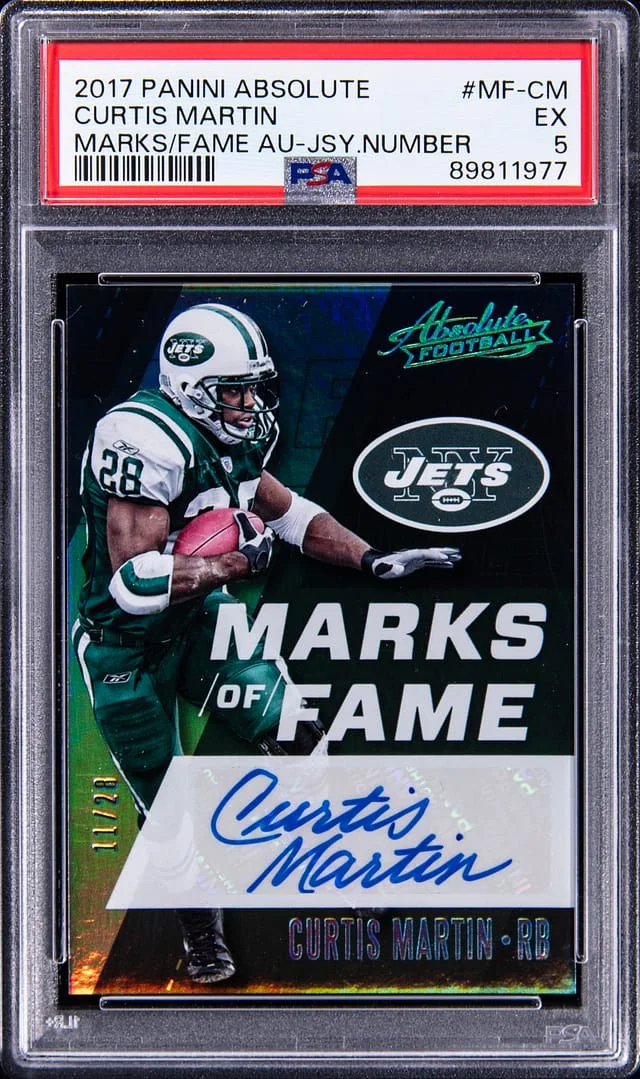 2017 Panini Absolute Curtis Martin Marks of Fame Autographs Gold #MF-CM card image