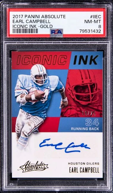 2017 Panini Absolute Earl Campbell Iconic Ink Gold #II-EC card image