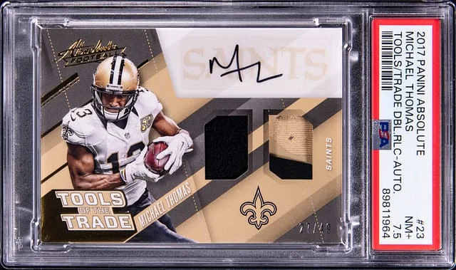 2017 Panini Absolute Michael Thomas Tools of the Trade Double Relic Autograph #23 card image