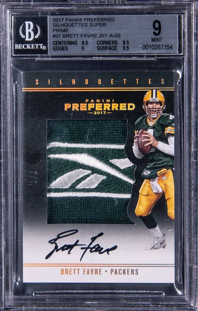 2017 Panini Brett Favre Preferred Silhouettes Super Prime Patch Autograph #17 card image