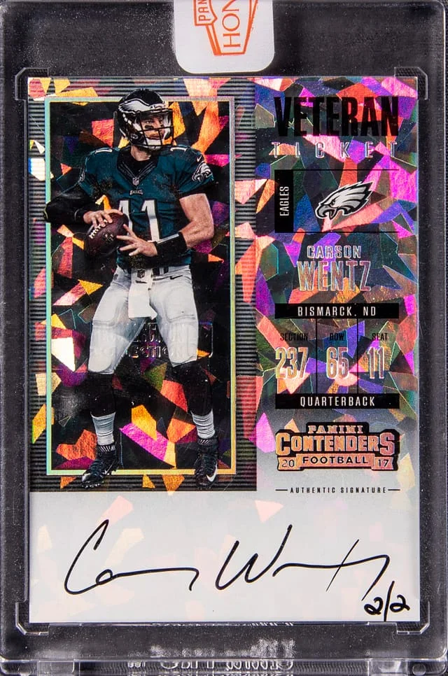 2017 Panini Carson Wentz Honors Contenders Cracked Ice #389 card image