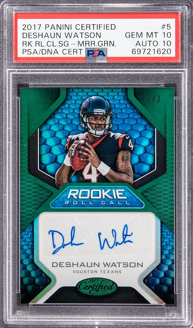 2017 Panini Certified Deshaun Watson Roll Call Signatures Mirror Green #5 card image