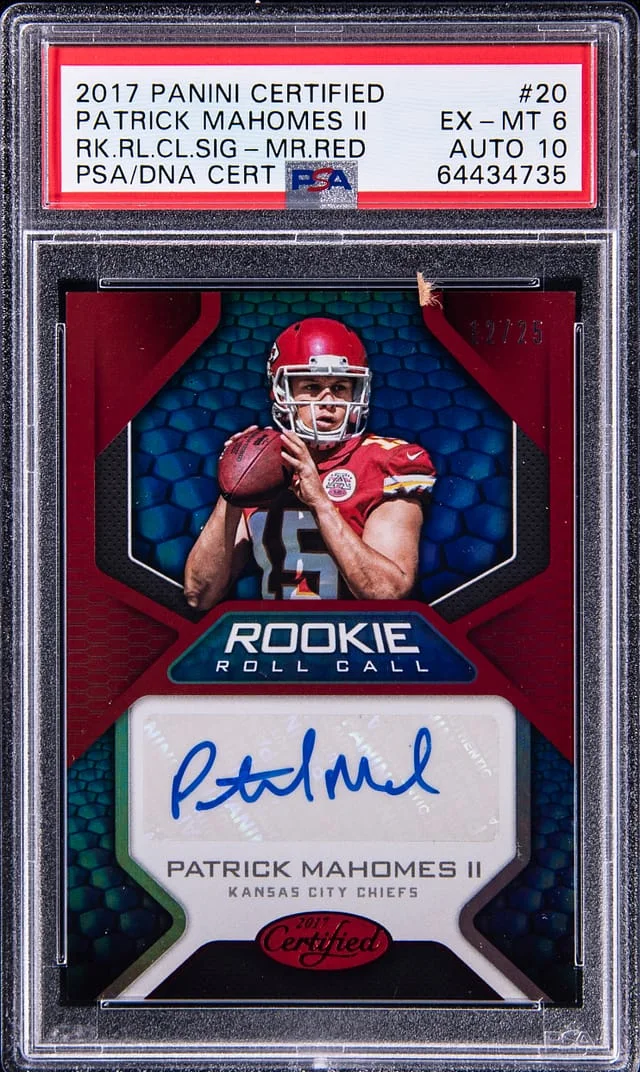 2017 Panini Certified Patrick Mahomes Ii Roll Call Signatures Mirror Red #20 card image
