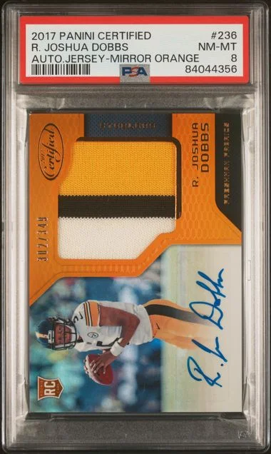 2017 Panini Certified R. Joshua Dobbs Autograph Jersey-Mirror Orange #236 card image