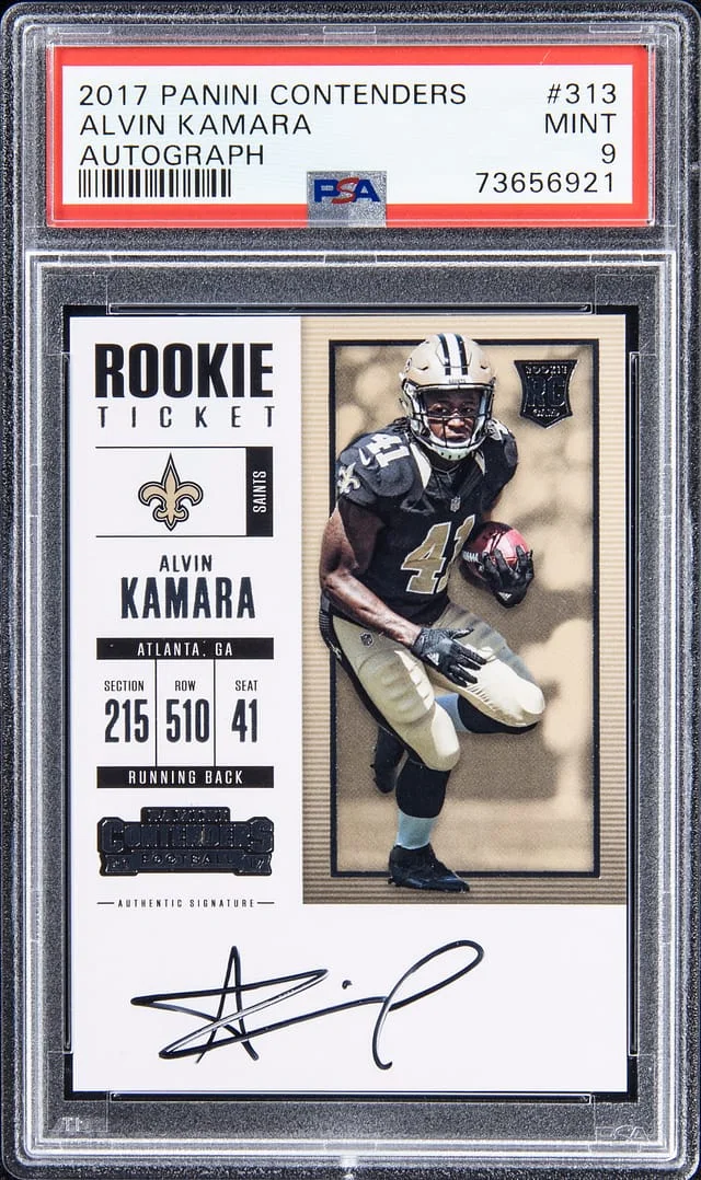 2017 Panini Contenders Alvin Kamara Ticket Autograph #313 card image