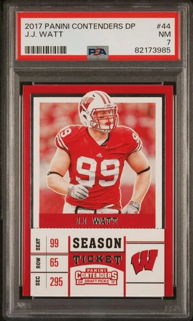 2017 Panini Contenders Draft Picks J.J. Watt Season Ticket #44 card image