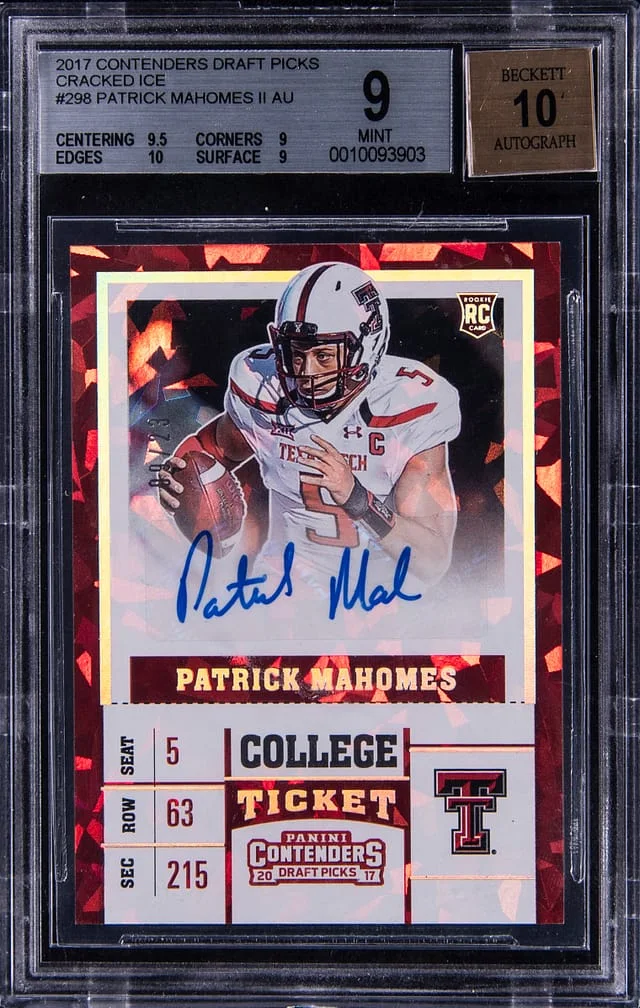 2017 Panini Contenders Draft Picks Patrick Mahomes II Cracked Ice #296 card image