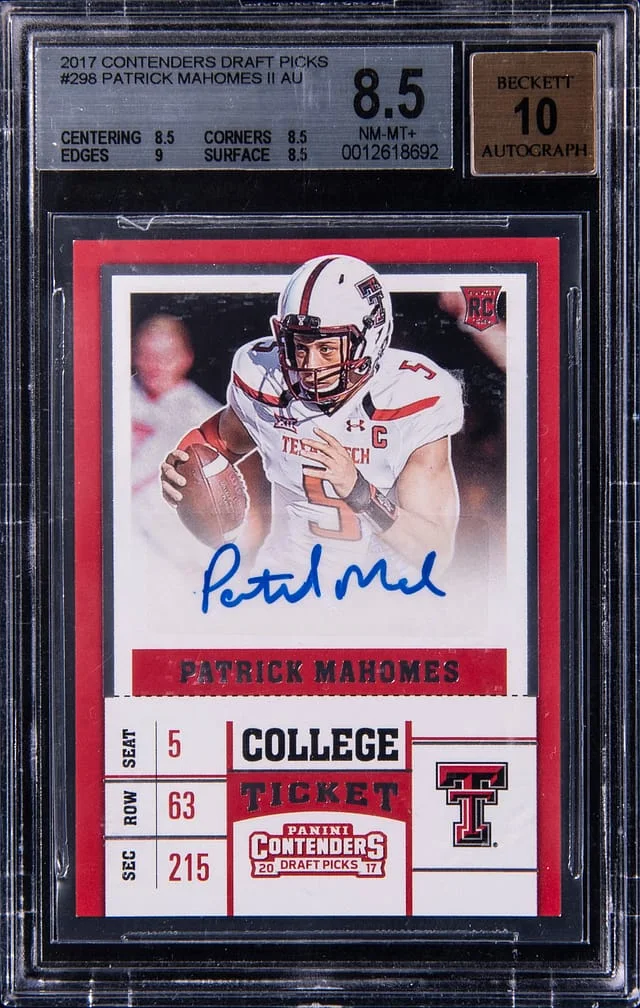 2017 Panini Contenders Draft Picks Patrick Mahomes II Bowl Ticket Autographs #298 card image