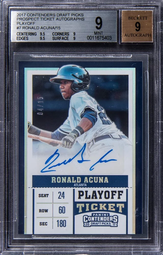 2017 Panini Contenders Draft Picks Ronald Acuna Jr. Prospect Ticket Autographs #7 card image