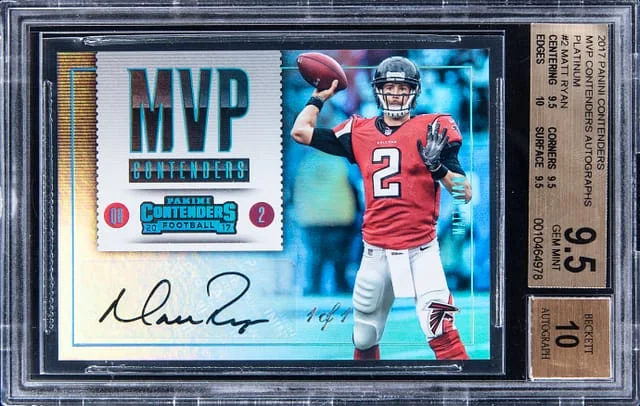 2017 Panini Contenders Matt Ryan MVP Contenders Autographs Platinum #MC-MR card image