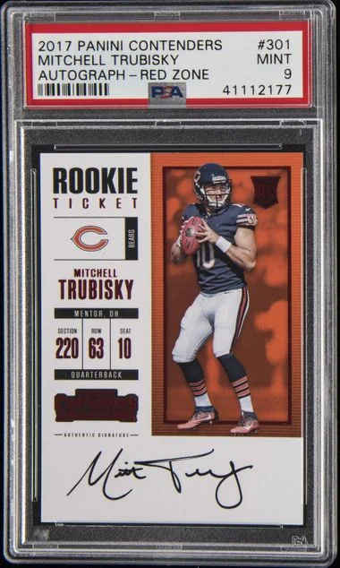 2017 Panini Contenders Mitchell Trubisky Autograph-Red Zone #301 card image